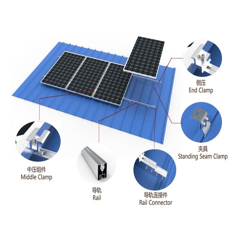 Photovoltaik-Montagehalterung, Solar-Stativ-Installation, PV-Panel-System, Dach, Aluminiumschiene, Solar