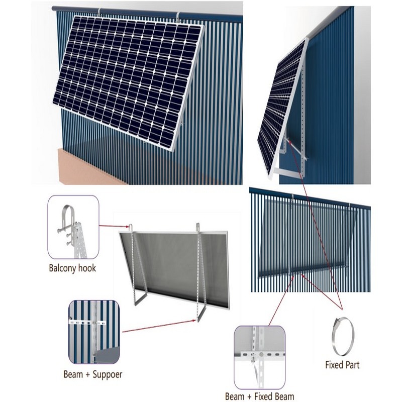 Easy Solar Kit Universal-Solarpanel-Balkonmontagehalterungen Solarmodulhalter für Balkon
